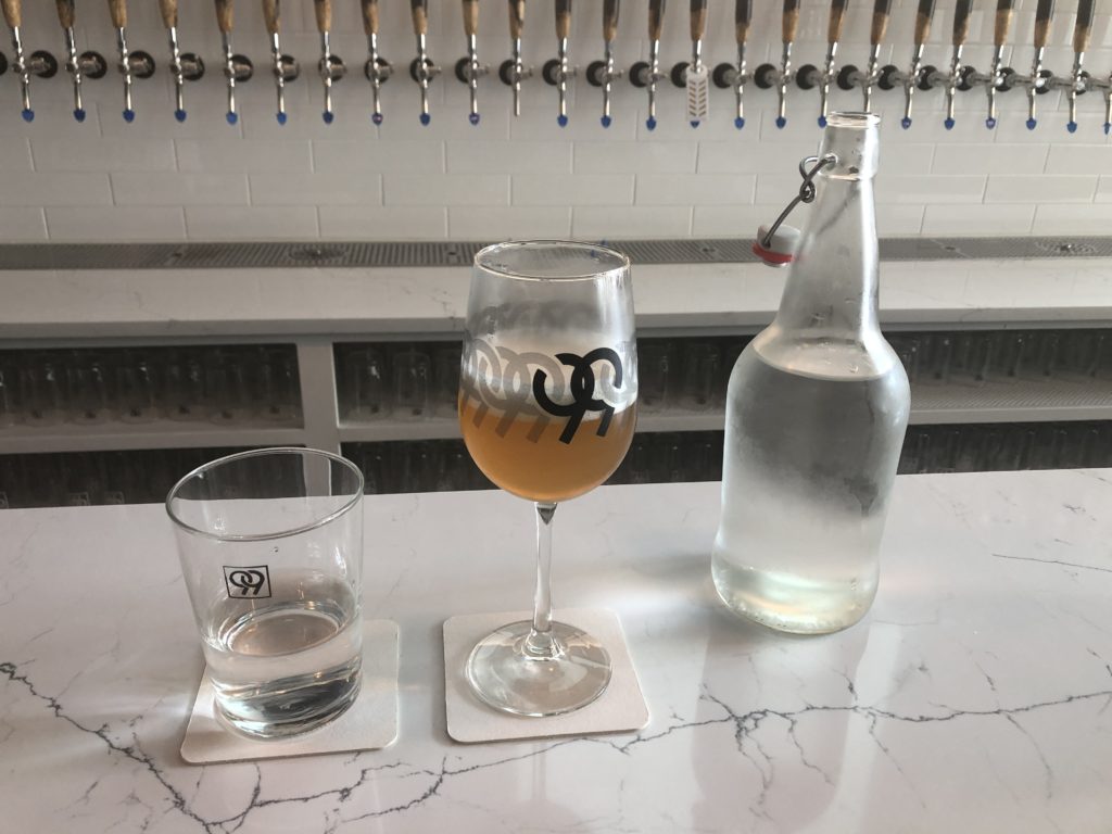 Draft beer and water at 99 Bottles