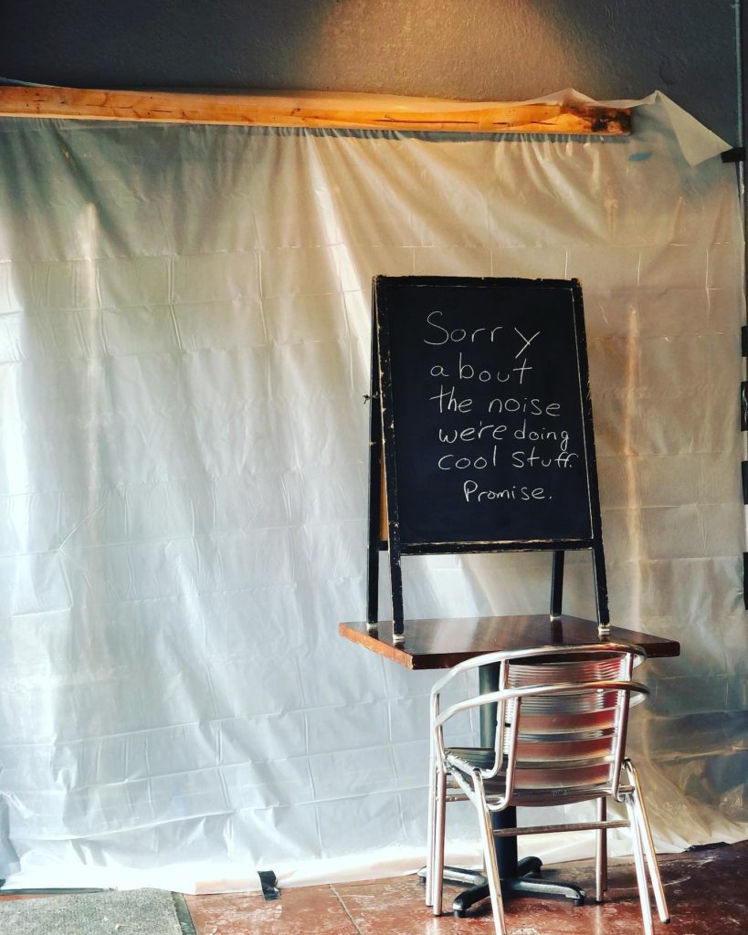 Pardon Our Dust sign from St. Pete Brewing