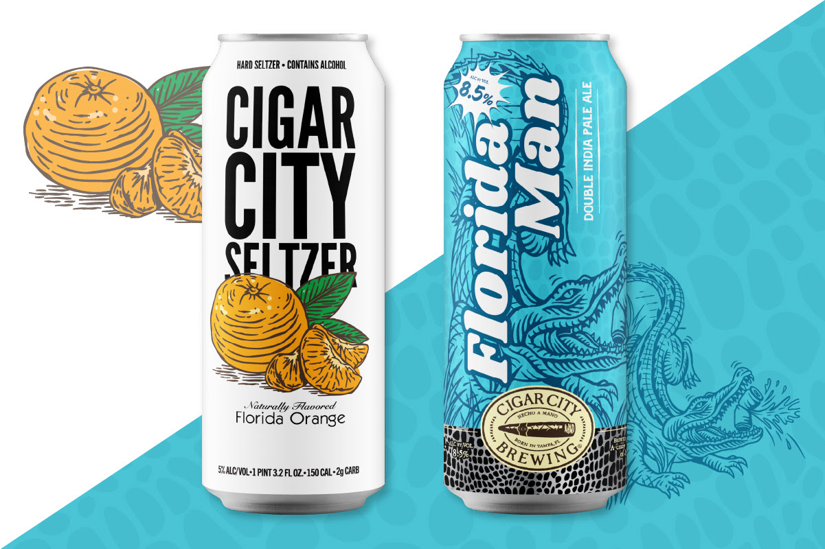 19.2 oz CCB seltzer and Florida Man DIPA