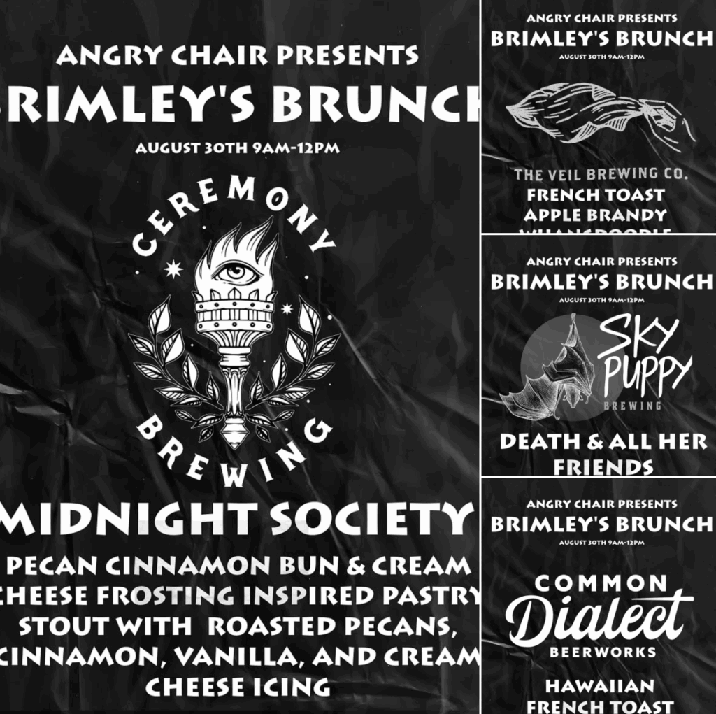 Angry Chair Brewing Brimley's Brunch draft offerings